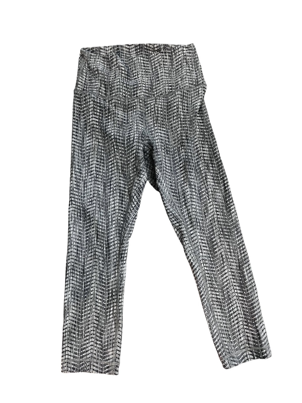 Lululemon Wunder Under Crop II HR Leggings Arrow Jacquard Gray White Sz 6